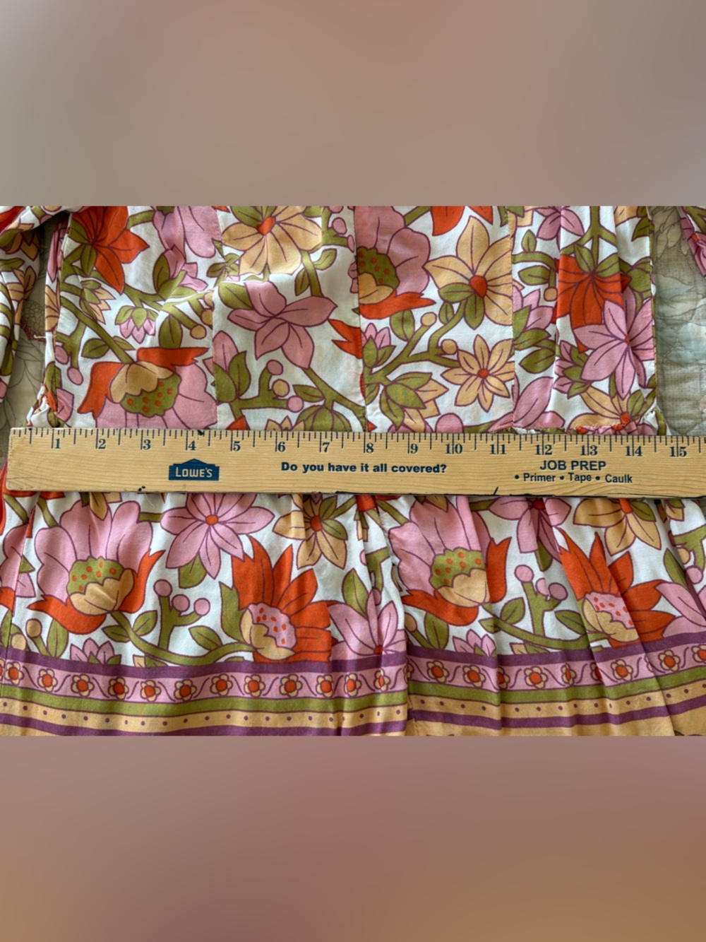 mittoshop Floral V-Neck Long-Sleeve Blouse in Pink, Orange & Tan - Picture 8 of 8